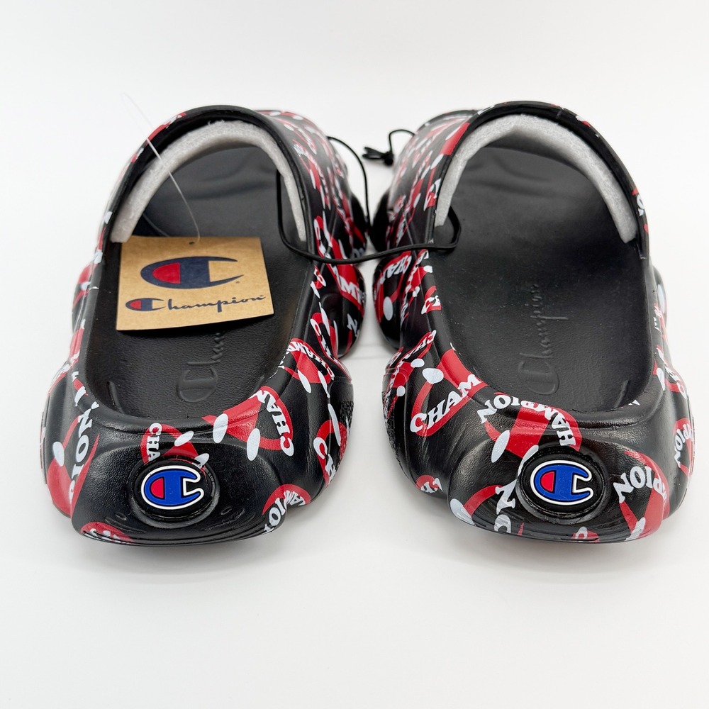 Champion Meloso Squish Smile Slides Sandals Mens Size 9 Black Red Pool Comfy NEW - Picture 4 of 8